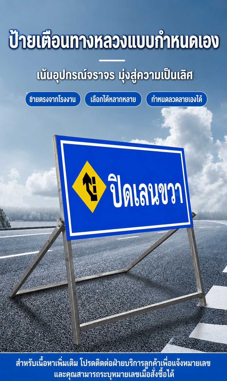 ป้ายตั้งพื้นเหล็กสีแดง ขนาดใหญ่ ข้อความ 'ห้ามสูบบุหรี่' พร้อมขาตั้งมั่นคง